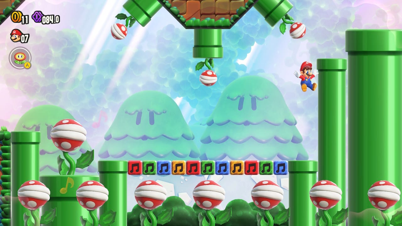A screenshot from the Nintendo Switch game Super Mario Bros. Wonder