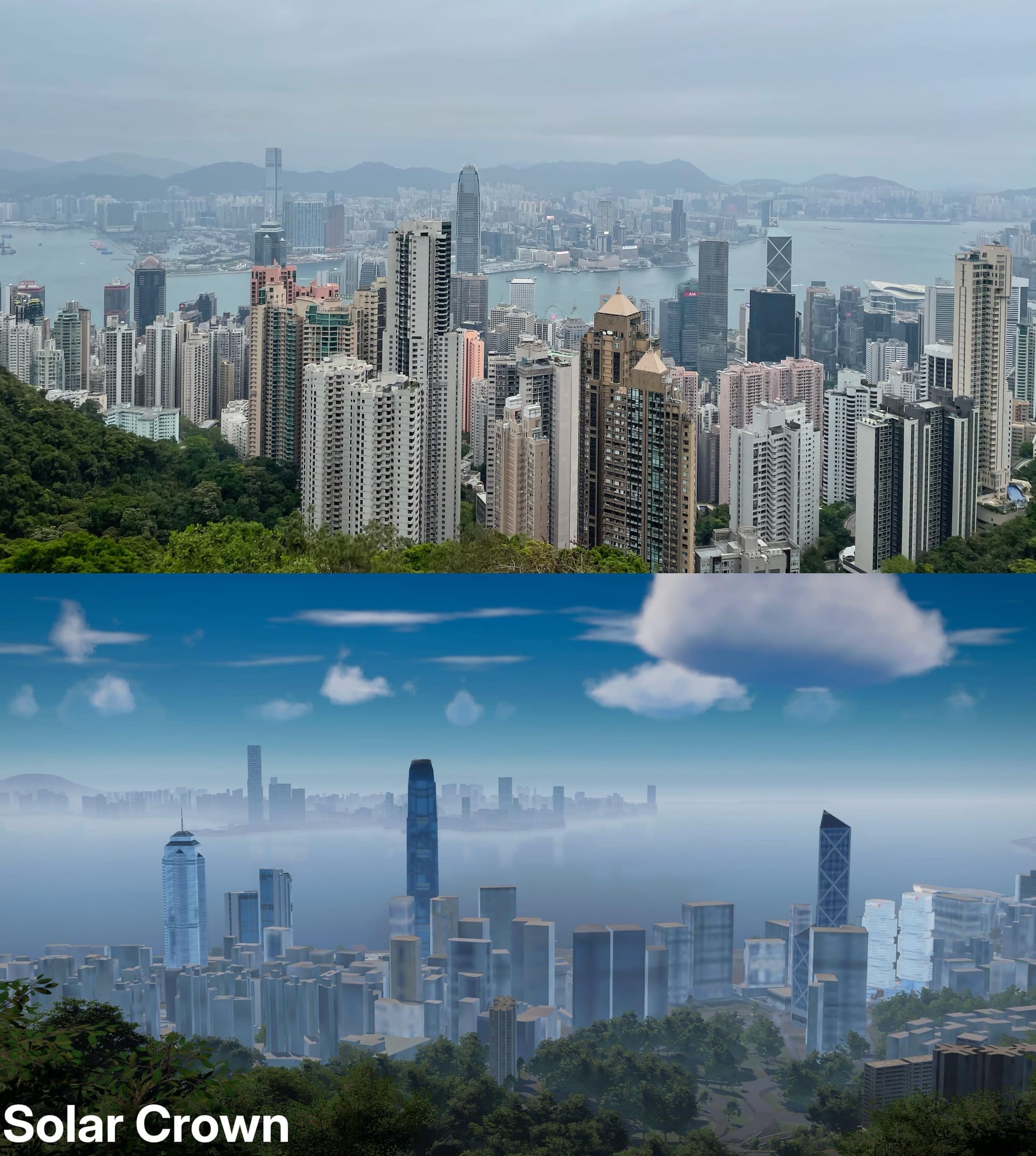 Comparing Test Drive Unlimited Solar Crown's version of Hong Kong with the real city.