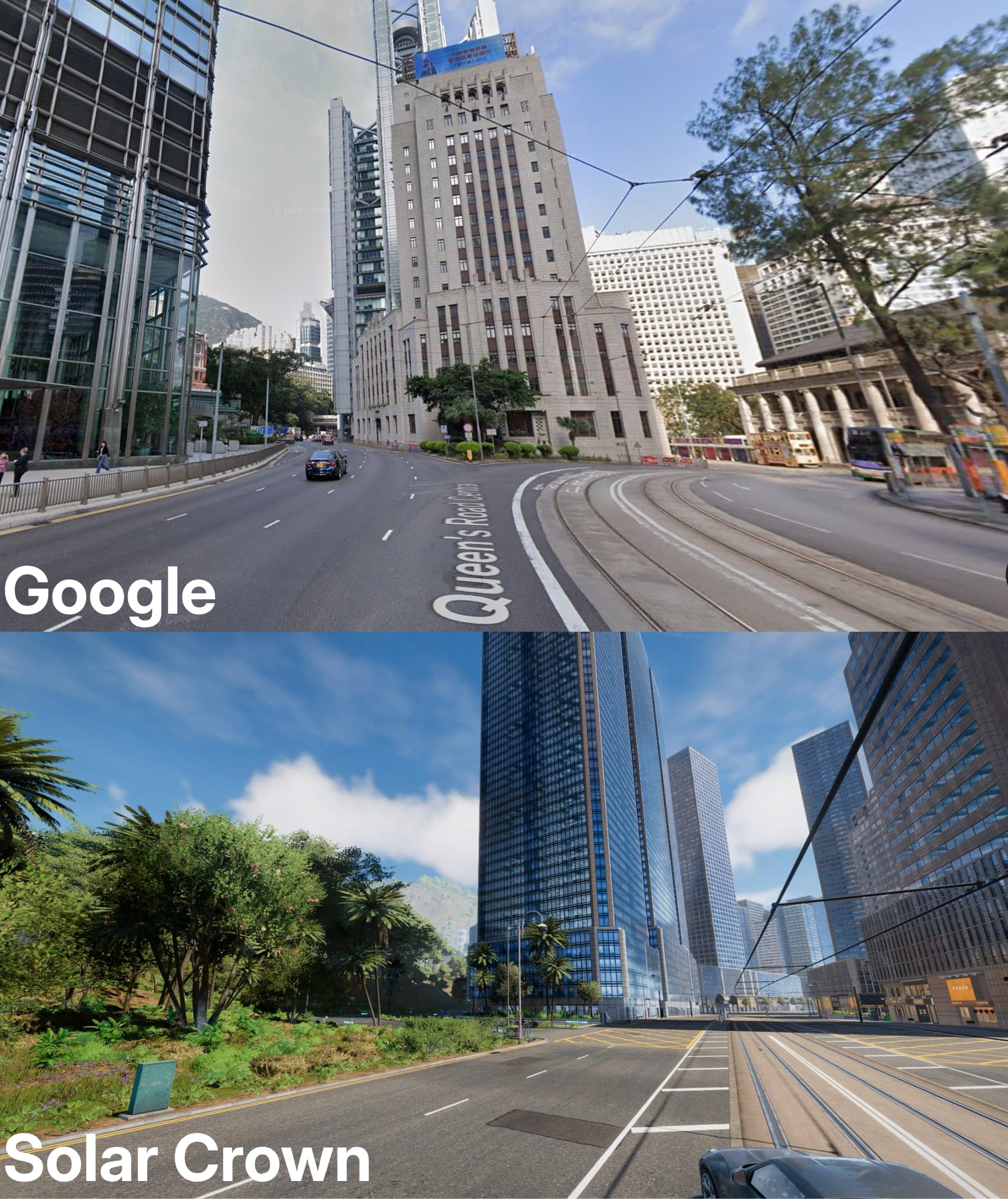 Comparing Test Drive Unlimited Solar Crown's version of Hong Kong with the real city.