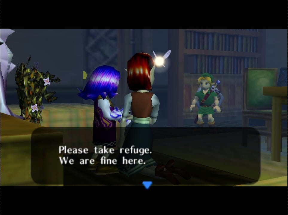 A screenshot from the Nintendo 64 game The Legend of Zelda: Majora's Mask.