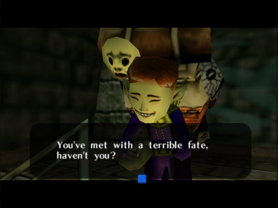 A screenshot from the Nintendo 64 game The Legend of Zelda: Majora's Mask.