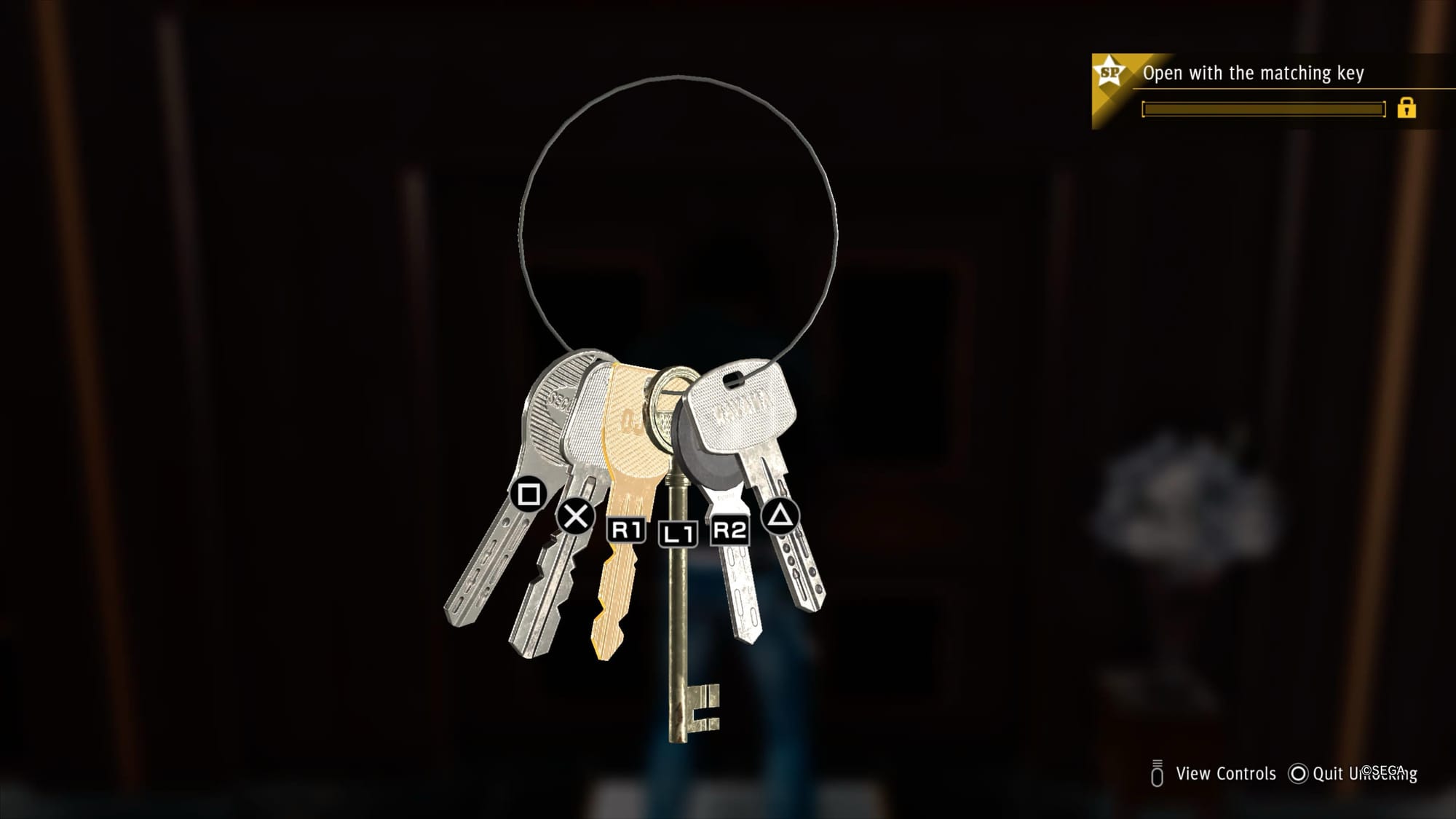 A screenshot from the video game Judgment shows a series of keys.