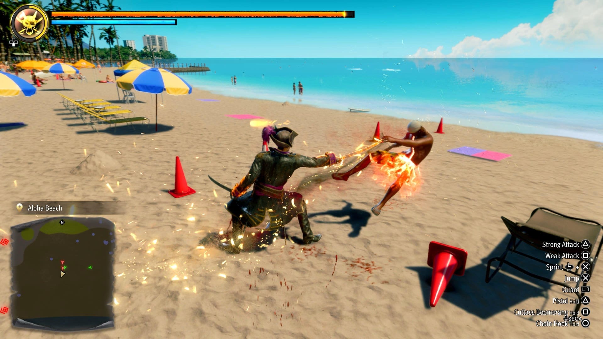 A screenshot from the PlayStation 5 game Like a Dragon: Pirate Yakuza in Hawaii.