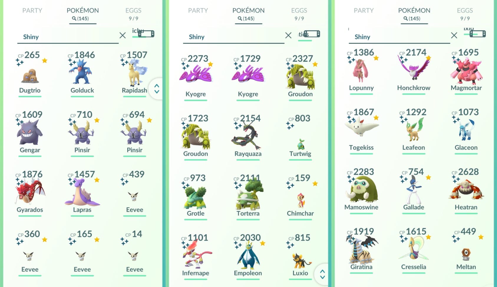 Shiny Pokémon in Pokémon Go.